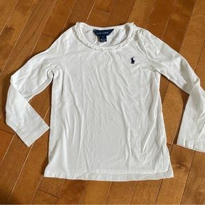 Girls White Long  Sleeve Shirt